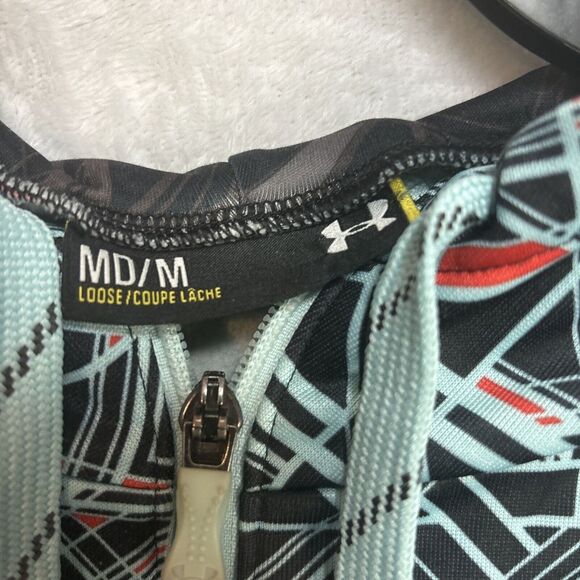 Under Armour Hoodie Men Medium Teal Geometric Sweater - Picture 3 of 10